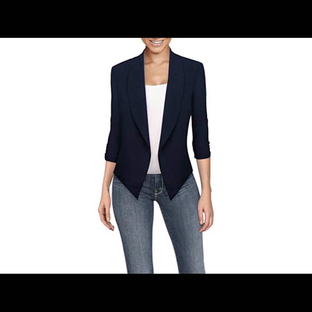 Womens Casual Work Office Open Front Blazer Jacket